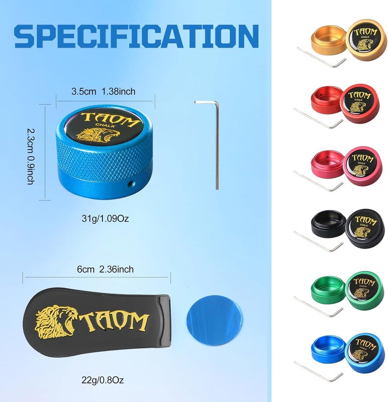 Banly TAOM Round Shaped Pool Chalk Holder, Portable Pool Chalk Cubes, Magnetic Mini Chalk Holder Pool Billiards, Pool Cue Chalk Case Container Box for Billiard Cue Tip Tool Pool Table Snooker Accessories - Image 3